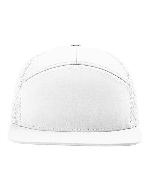 Richardson 168 mesh snapback cap in white with curved brim