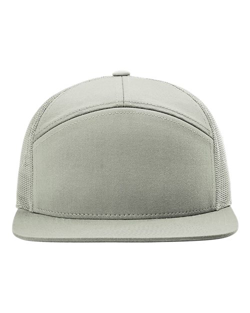 Richardson 168 mesh snapback cap in light gray with curved brim