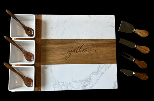 Marble and Acacia Charcuterie Board