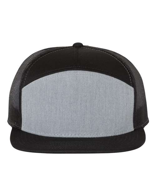 Richardson 168 mesh snapback cap with heather gray front panel and black crown