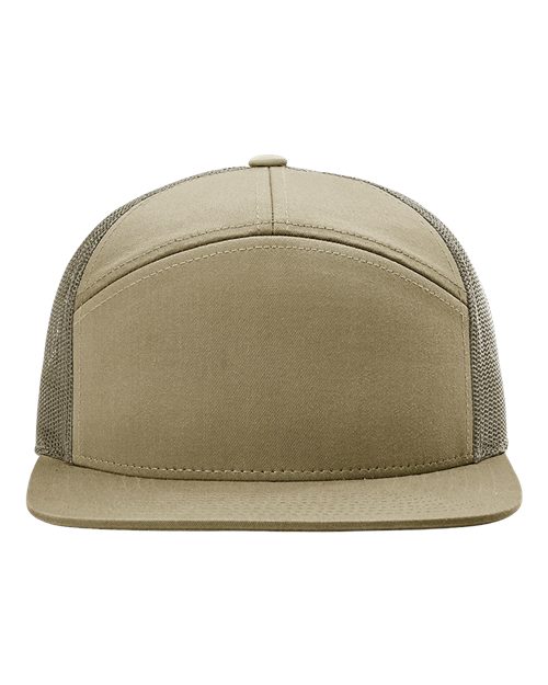 Richardson 168 mesh snapback cap in tan with curved brim